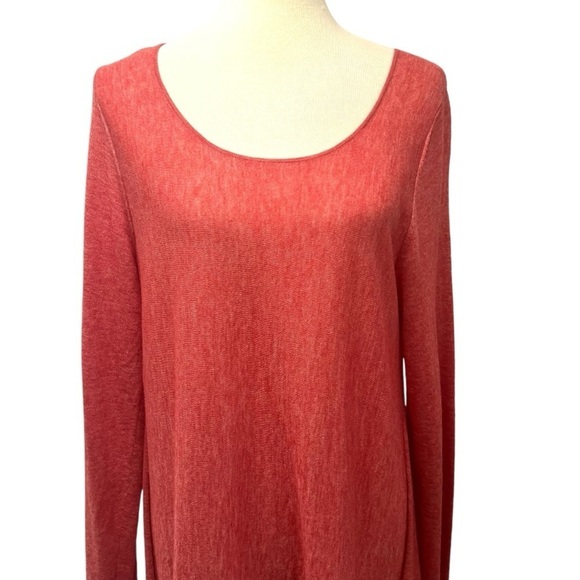 Eileen Fisher Persimmon Tencel Alpaca Scoop Neck Sweater Women’s Large FLAWED - Picture 3 of 12